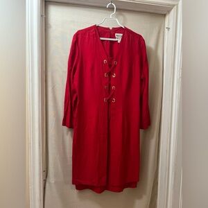 ⚪️ Mascara Elegant Red Women's Dress with Fun Detail and Gold Accents Size 14